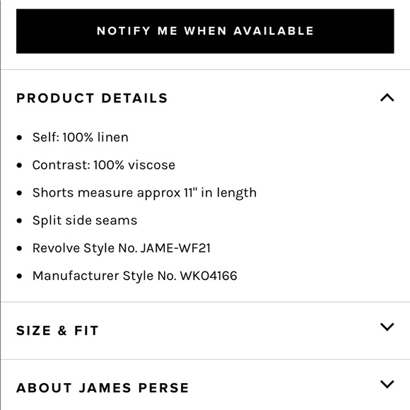 NWT James Perse Dolphin Shorts (Black) - Picture 7 of 8